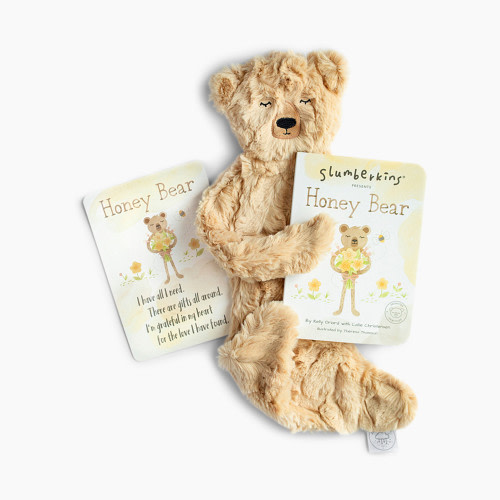 Slumberkins Snuggler & Board Book Gift Bundle - Honey Bear (Gratitude)