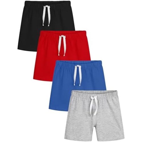 Resinta 4 Pack Baby Boys' Cotton Shorts Toddler Boy Soft Casual Pull-On Shorts Elastic Waist Kids Clothes for Summer