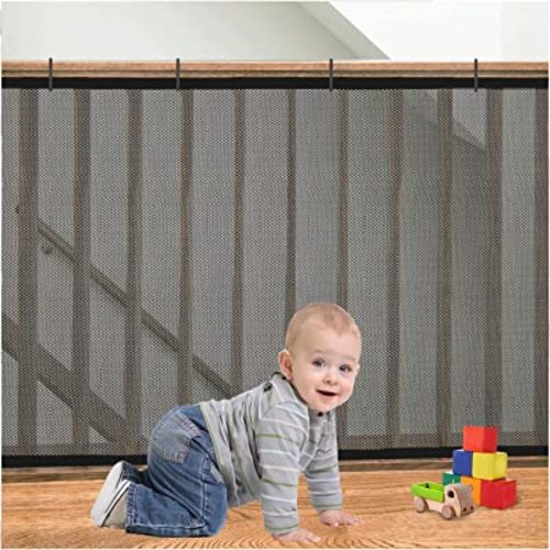 Banister Guard for Baby, Balcony Netting for Pets, 10ft x 3ft, Baby Safety Stairs Rail Net Provides Your Baby with a Environment, Baby Stair Net Fit for Child, Small Pet, Toy - Black