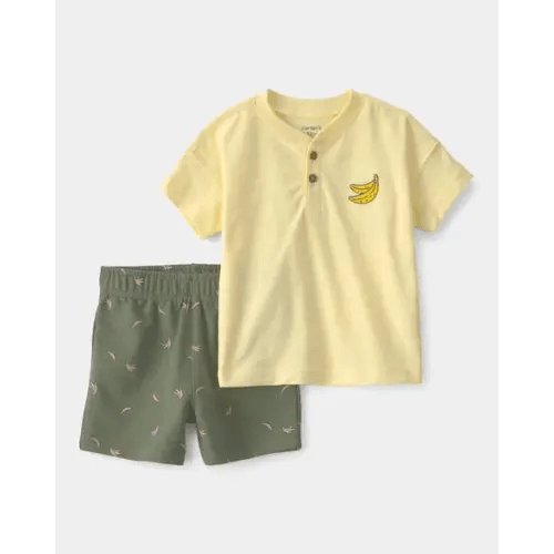 Baby Boy 2-Piece Banana Top & Short Set - Yellow/Green | Carter's
