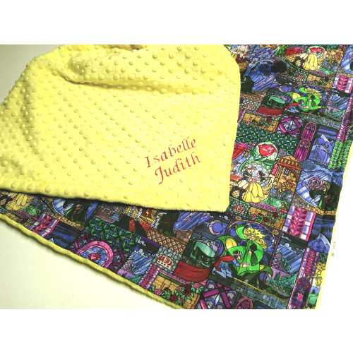 Beauty and The Beast Blanket, Personalized Princess Belle Baby Blanket, Custom Gift for Girl with Embroidered Name