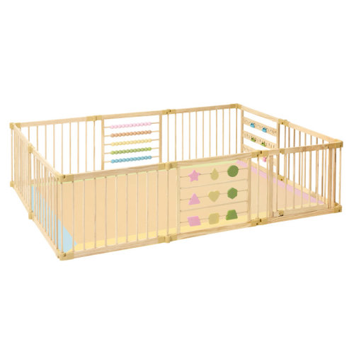 ZETY Natural Pine Wood Baby Playpen - Built in Activity Center - Foldable & Expandable Indoor Wooden Play Yard | Wayfair