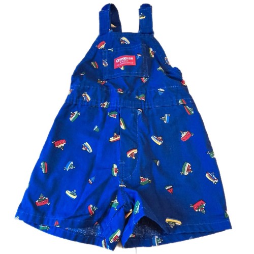 Vintage Childrens Osh Kosh Bgosh Overalls Shorts Baby 3T toddler Tugboats 90s