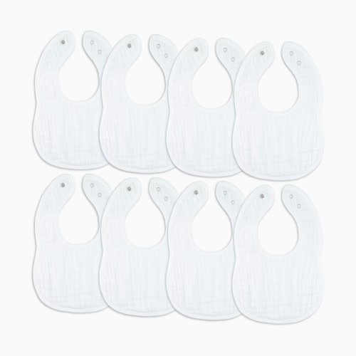 Comfy Cubs Muslin Bibs with Adjustable Snaps (8 Pack) - White, 8
