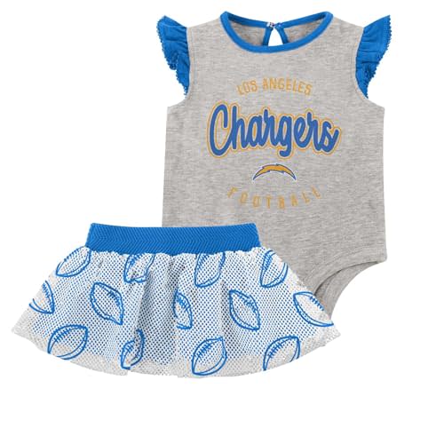 NFL New Born Infant 0/3M-6/9M Officially Licensed All Dolled Up 2 Piece Creeper Bodysuit and Skirt Set