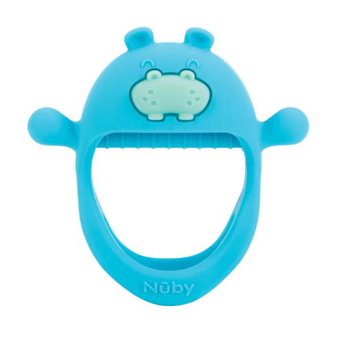 Nuby Mini Wrist Grip Silicone Teething Mitten for Babies, Hippo