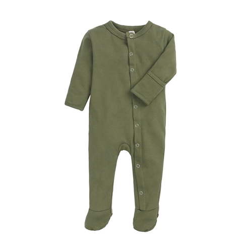 Dealovy Infant Baby Clothes Unisex Long Sleeve Footed Onesie Newborn Button up Solid Color Romper Toddler Cotton Jumpsuits