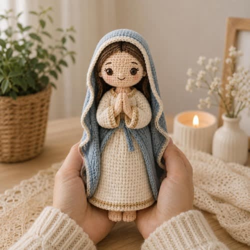 Crochet Virgin Mar Doll, Amigurumi Nativity Figure, Handmade Religious Doll, Catholic Gift, Christian Gift,Holy Mother Plush