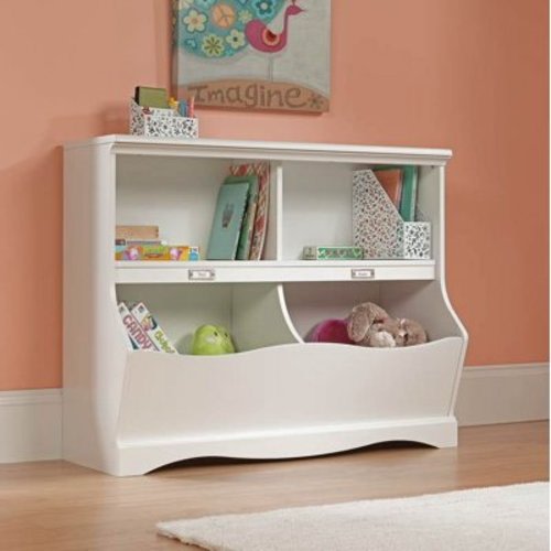 Sauder Pogo Engineered Wood Bookcase/Footboard in Soft White Finish