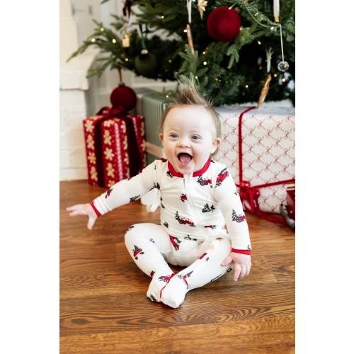 Zippered Footie in Holiday Tree Farm