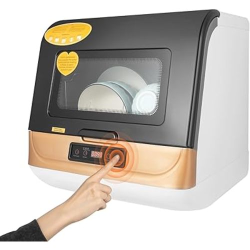 Countertop Dishwasher, 3 Washing Programs Portable Dishwasher, 7-Liter Automatic Wash Bow Machine, High-Temp Air-Dry Function Tableware Cleaner for Apartment Office Kitchen