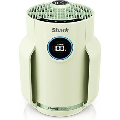 Shark Air Purifier for Home, NeverChange Compact Pro, for Bedroom, Nursery, Home Office, Dorm, HEPA-Exceeding Filter, Captures Pollutants, Pet Dander, Dust, Odor, Smoke, and More, HP072GN, Honeydew