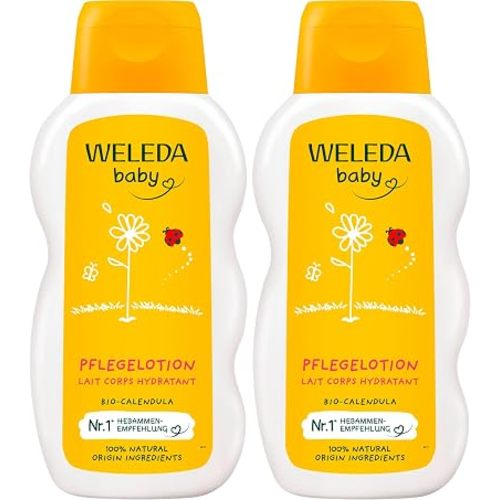 Weleda Baby Calendula Comforting Body Lotion, Plant Rich Moisturizer with Calendula, Chamomile, Sweet Almond and Sesame Oils, 6.8 Fl Oz (Pack of 2)