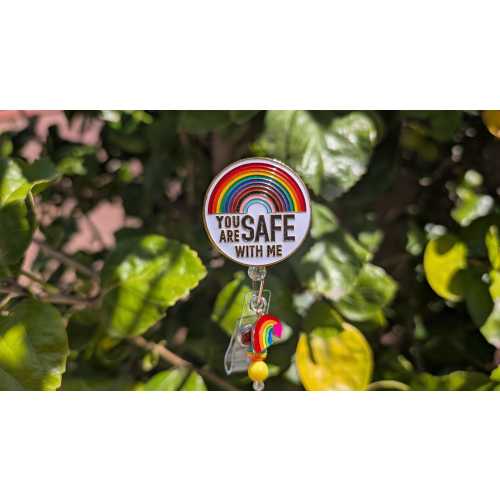 You Are Safe With Me Badge Reel: Pride Progress LGBTQIA+, Pride Day Badge