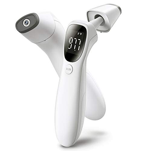 Infrared Thermometer Come with a Pouch Non-contacted Forehead and Ear Thermometer with Light to See Ear Canal Clearly for Babies Kids Adult