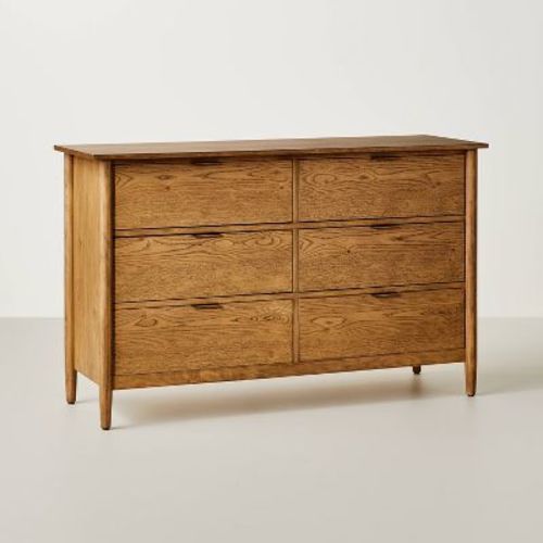 Contemporary Wooden 6 Drawer Horizontal Dresser Aged Oak - Hearth & Hand™ with Magnolia