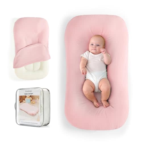 Baby Lounger, Suitable for Newborns 0-24 Months, Infant Lounger for Home and Travel, Soft Cotton and Breathable, Nest Lounger, Newborn Babies Essentials Gifts（Lovely Pink）