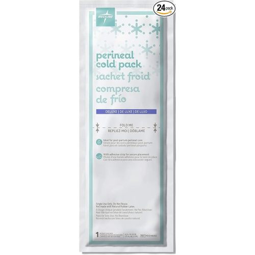 Medline Deluxe Perineal Cold Packs with Adhesive Strip, 4.5" x 14.25", Pack of 24, Ideal for Postpartum Perineal Care
