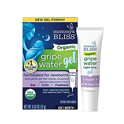 Mommy's Bliss Organic Gripe Water Night Time Gel for Newborns, Relieves Occasional Stomach Discomfort from Gas, Colic & Fussiness, 0.53 Ounce (Pack of1)