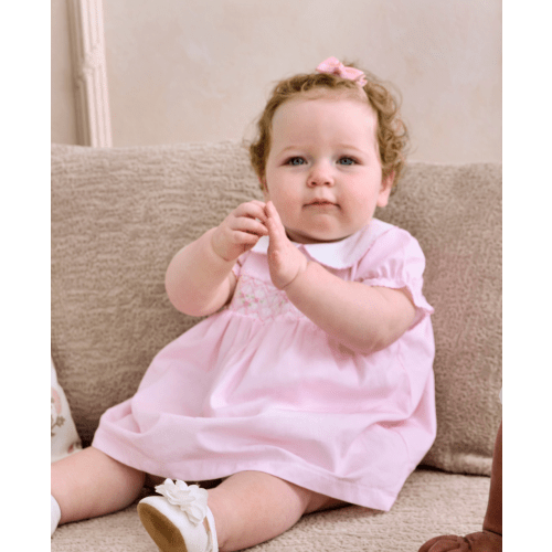 CLB Summer 26 Pink Hand Smocked Woven Dress Set