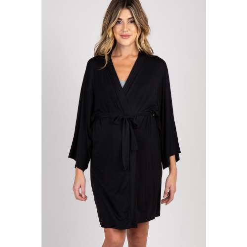PinkBlush Black Delivery/Nursing Maternity Robe