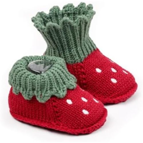 Newborn Baby Boys Girls Knit Sock Booties Shoes Non-Slip Sole for Toddler Warm Cozy Cute Socks Shoes