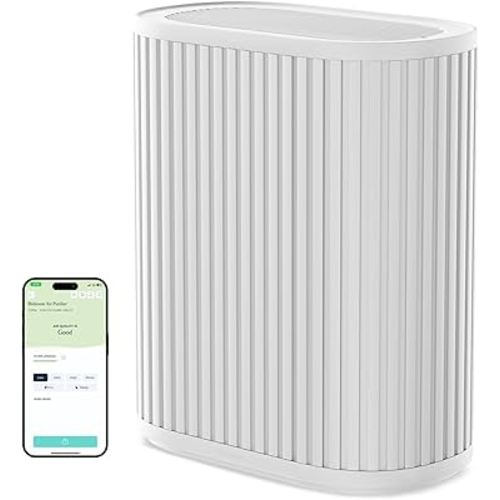 Windmill Air Purifier for Home - 3-In-1 Filtration for Smoke & More - True HEPA Filter, Activated Carbon, & Pre-Filter - Covers Up To 1950 sq ft - Ultra-Quiet - App Compatible - White