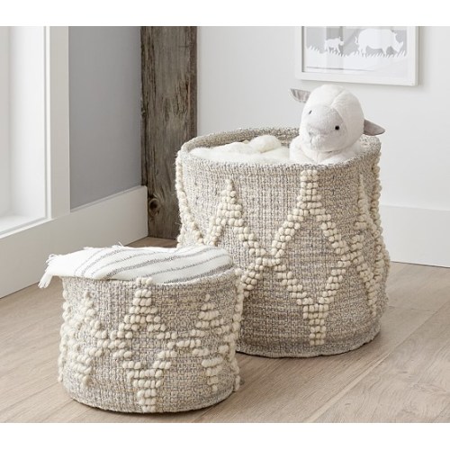 Pottery Barn Kids Wool Storage Toy Dump - Metallic Woven, Toy Dump