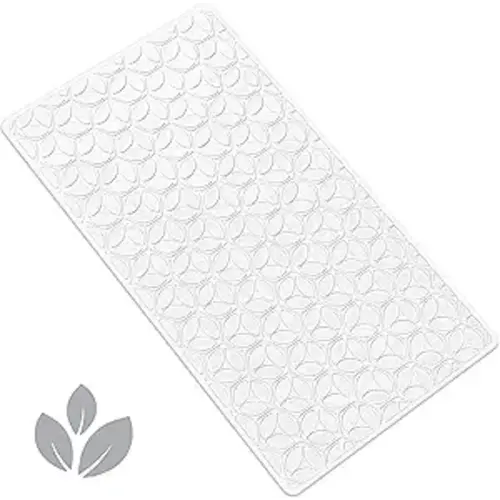 WRISIN Bathtub Mat Non Slip with Suction Cups - 100% Rubber Bathroom Mat Textured for Bath Tub Shower Safety - Soft on Touch - BPA/PVC Free - Pet Dog Bath Mat - Machine Washable - 16 × 28 Inch(White)