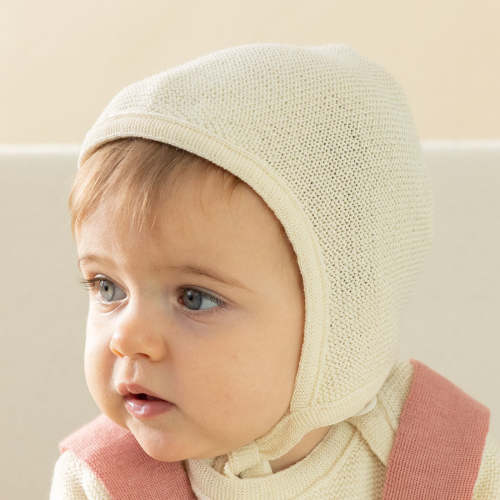 DISANA Knitted Baby Bonnet in Organic Merino Wool – Danish Woolen Delight