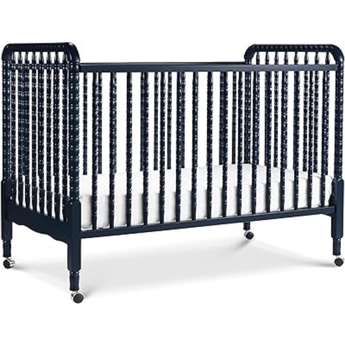 DaVinci Jenny Lind 3-in-1 Convertible Crib in Navy, Removable Wheels, Greenguard Gold Certified