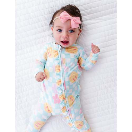 Retro Smiley Check Ruffle Convertible Romper
