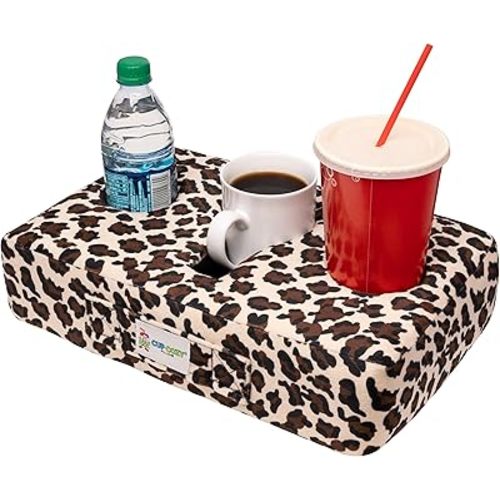 The Original Cup Cozy Pillow Gray-As Seen on TV-The World's Best Couch/Bed/Car Cup Holder for Drinks/Snacks/Remotes! (Cheetah Leopard)