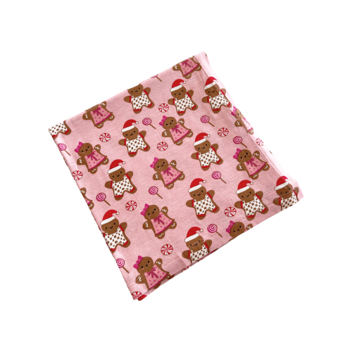 Stretch Swaddle Blanket, Gingerbread Friends Pink – SpearmintLOVE