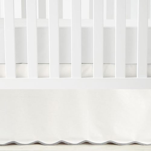 Lush Decor Coastal Chic Scalloped Edge Baby Crib Skirt Single 28" W x 52" L + 16" Drop Blue - White Crib Skirt - Baby Essentials - Coastal Nursery Decor