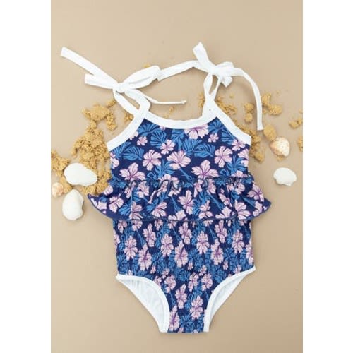 Twilight Blossoms Smocked One Peice Swimsuit, 3-6M