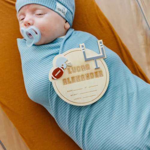 3D Acrylic Wooden Announcement Sign - Football Medley