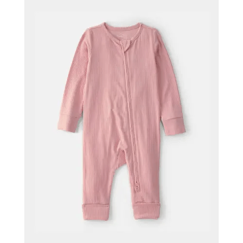 Baby Girl 2-Way Zip PurelySoft Sleep & Play Pajama - Pink