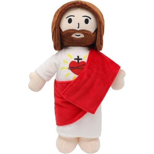 13" Jesus Plush Toy Heart of Jesus Plushie Savior Stuffed Doll for Church Sunday School Religious Easter Gift for Children Kids