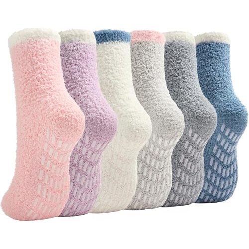 Slipper Socks for Women Men Grip Hospital Socks with Grips Fuzzy Non Slip Warm Womens Gifts