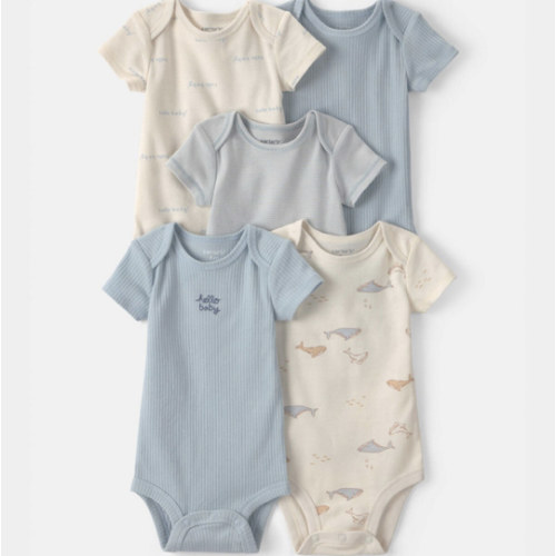 Baby 5-Pack Whale Multipack Bodysuits - Blue/Cream | Carter's