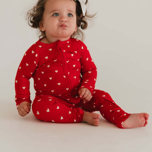 Infant Romper in Valentine Hearts