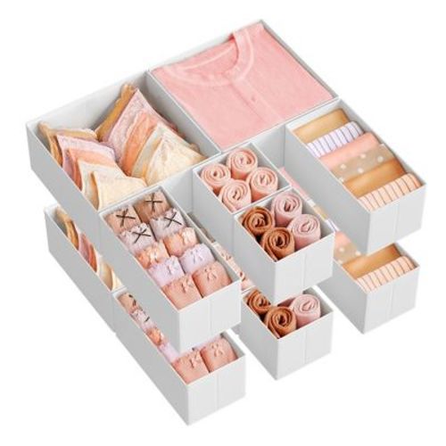 Set of 12/18 Foldable Fabric Drawer Organizers, 3-Size Storage Bins for Socks Underwear Accessories