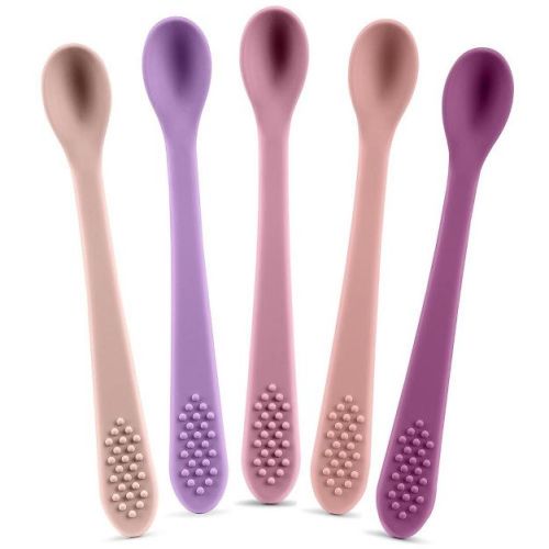 Baby Spoons - Infant Spoons First Stage – Pack of 5 Silicone Baby Spoon for Feeding - First Stage Baby Feeding Spoon Set Gum Friendly