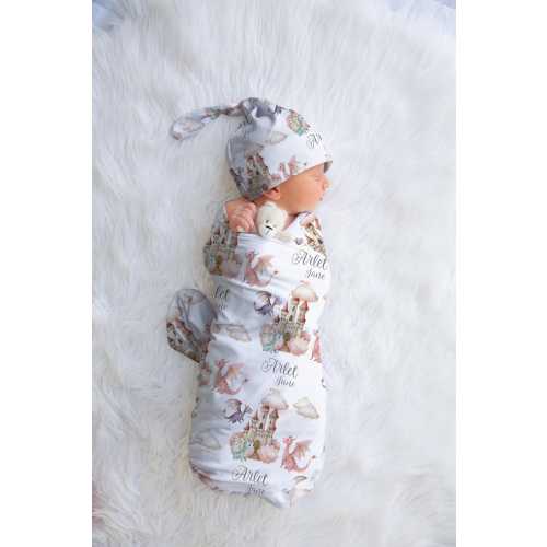 Dragon Baby Newborn Swaddle Blanket For Baby Shower Gift Personalized