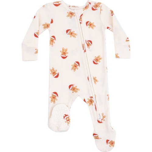 Gingerbread Print Zip Footie, Newborn