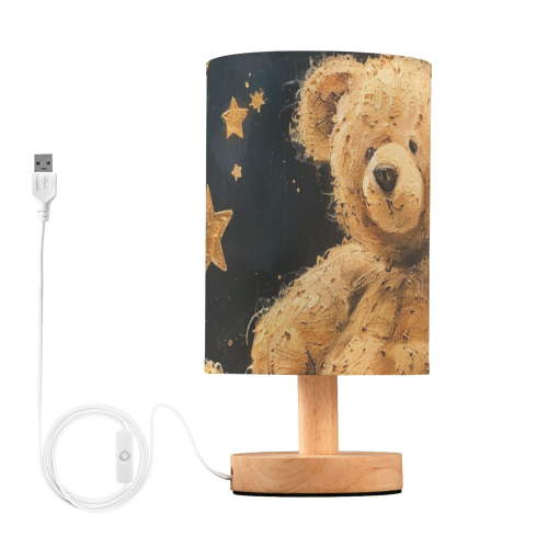 Teddy Bear Stars Table Lamp for Desk Nightstand Lamp with USB Modern Gifts for Bedroom Living Room Kids Room