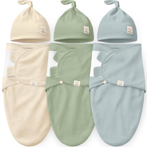3pk Organic Swaddles for Newborns Girls, Boys & Hats (Slate, 0-3M)