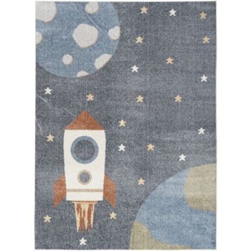 Nourison Astra Machine Washable 4' x 6' Sky Blue Kids Indoor Rug