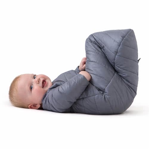 Baby Deedee Sleep Nest Travel - 3.5 TOG Quilted Sleep Sack with Removable Sleeves, Unisex Travel Wearable Blanket for Camping, Warm Baby Sleeping Bag, Toddler 6-18 Months, Gray Skies